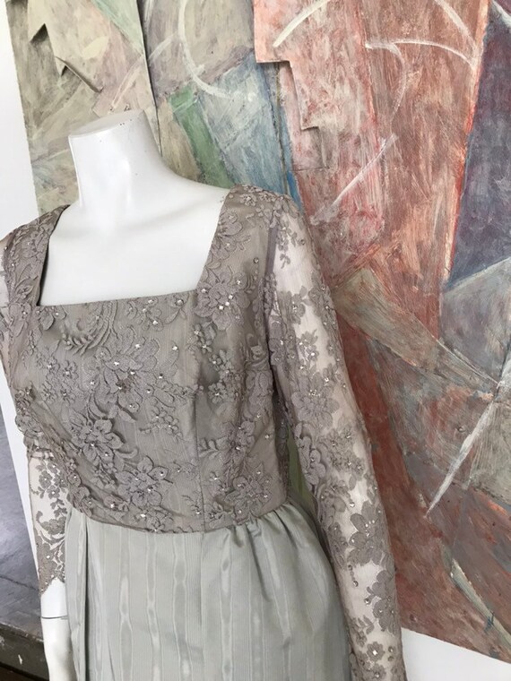 Silver Grey Vintage Swarovski Crystal Long Gown D… - image 4