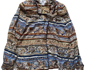 Haut Vintage Sag Harbor - Taille M - Rayures Multicolores - Style Bohème - Occasion Bon état