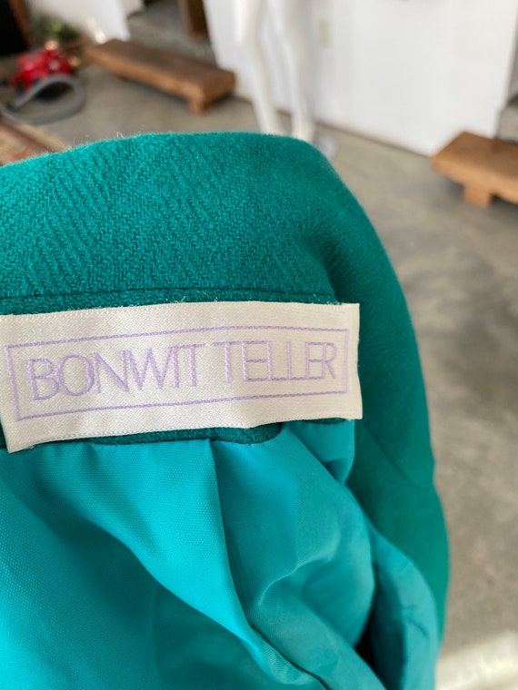 Vintage Allen Bernard for Bonwit Teller Teal Wool… - image 2