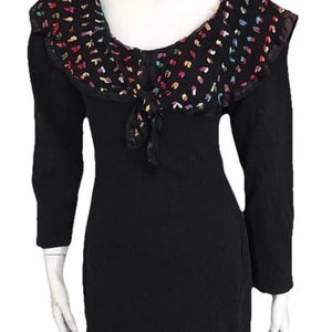Vintage Modet of California Rainbow Multicolor Black Stretch Dress SZ Small