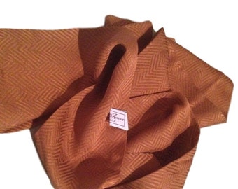 Gold Silk Chevron Saks Fifth Avenue Scarf / Echarpe