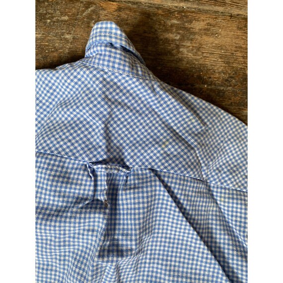 Vintage Boys Shirt Gingham Plaid Blue White Butto… - image 4