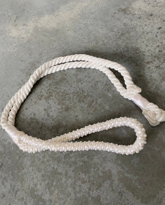 Vintage White Pearl Coil Rope Belt 26 inches