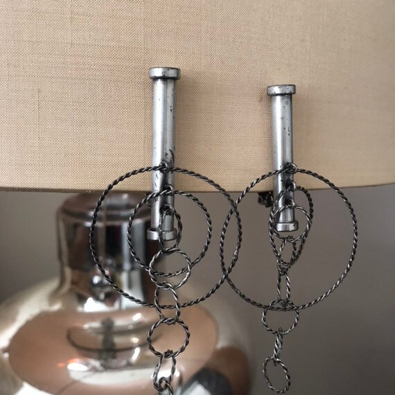 Pellini Silver Circular Dangle Drop Clip Earrings - image 3
