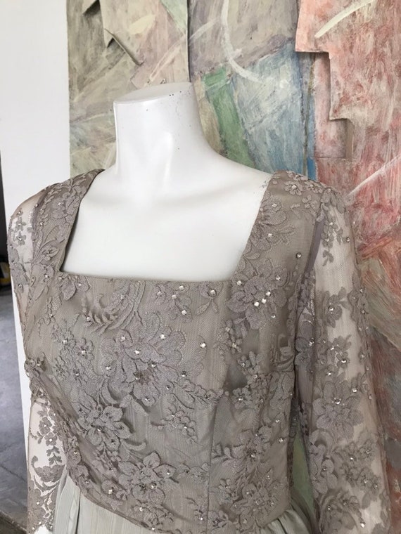 Silver Grey Vintage Swarovski Crystal Long Gown D… - image 8