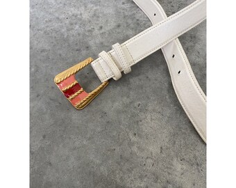 Vintage Carlisle Belt Womens White Silver Metallic Gold Pink  display picture 1