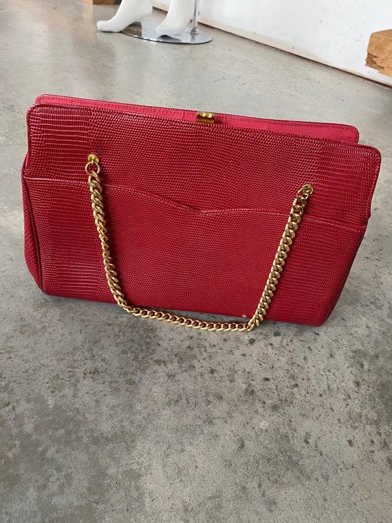 Vintage 1960s Don Lester New York Red Leather Liz… - image 1