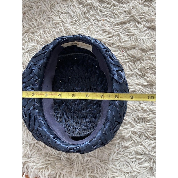 Vintage Pillbox Hat Saks Fifth Avenue Dark Navy B… - image 5