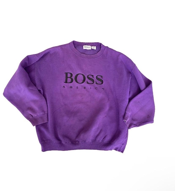 HUGO BOSS カシミア ニット セーター 50 パープル イタリア製 Vintage Boss America Sweatshirt Womens Purple Hugo Boss Activewear