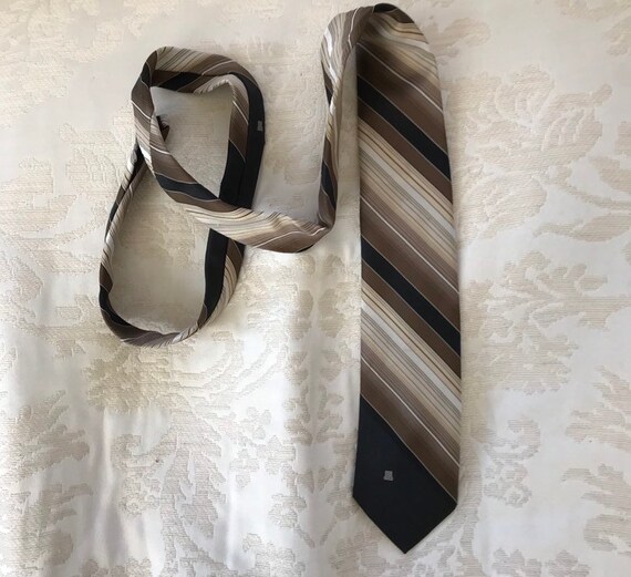 Vintage Lanvin Striped Mens Beige Black Tie Neckt… - image 7