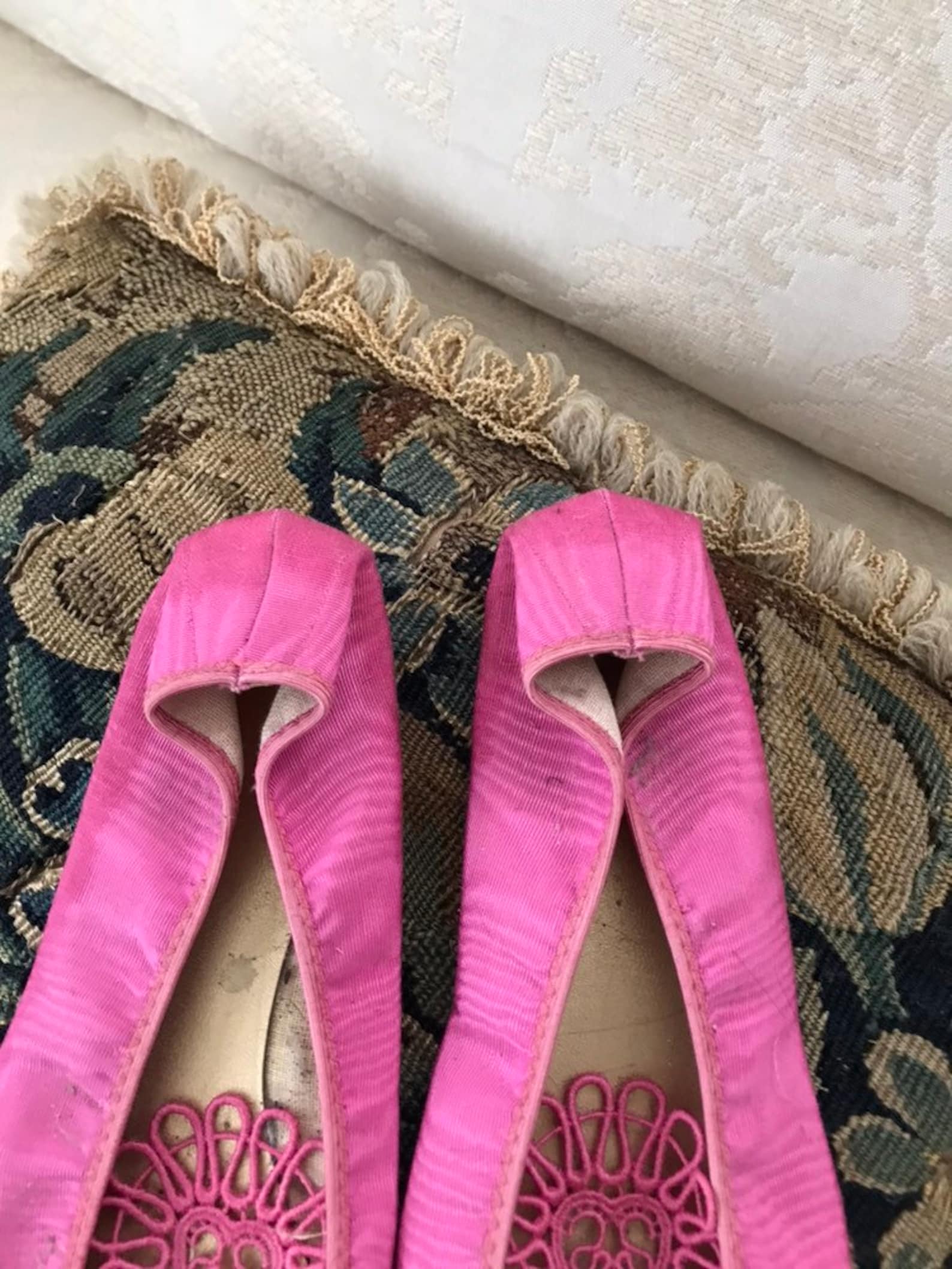 vintage gustave lace pink embroidered ballet shoes flats sz 7