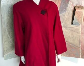 Newport News Red Wool Pocketed Womens Coat SZ 12