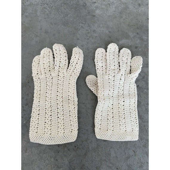 Vintage Gloves Womens Cream Ivory Stretch Ribbed … - image 1