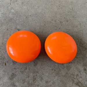 Vintage 1980s Orange Large Circular Clip On Earrings