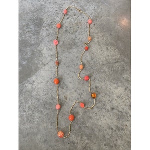 Vintage Beaded Necklace Layering Peach Pink Gold Tone
