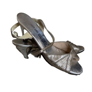 Citations Soft Steps Shoes Open Toe Silver Sling Back Sandal Sandals Heels 8.5 N