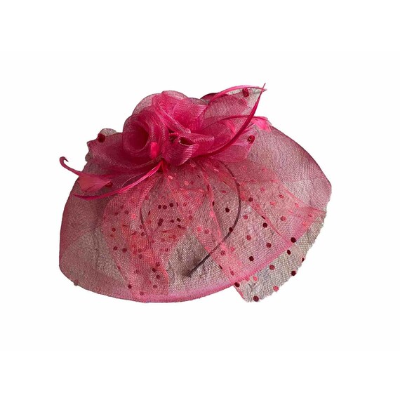 Vintage Hat Fascinator Kentucky Derby Red Rise Polkadot 