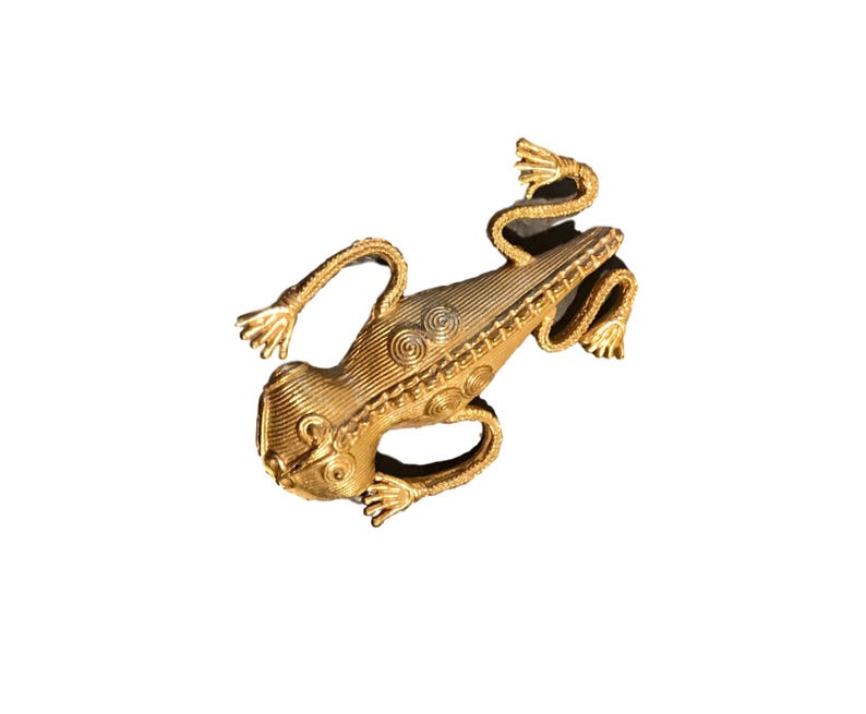 Collier lézard sculptés à la main en laiton décoratif / Pendentif broche image 1