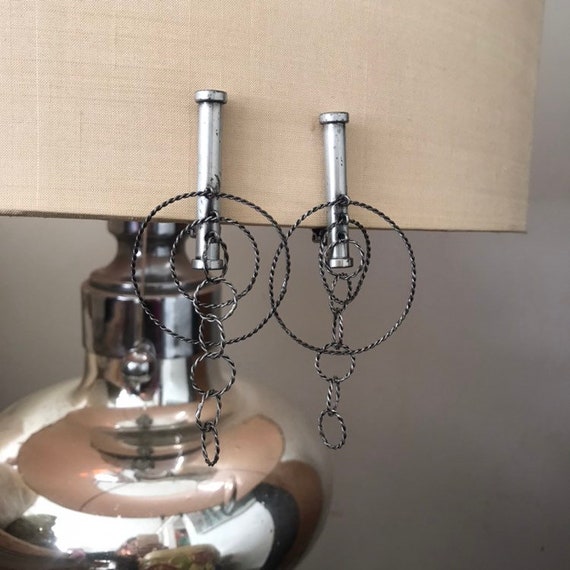 Pellini Silver Circular Dangle Drop Clip Earrings - image 1