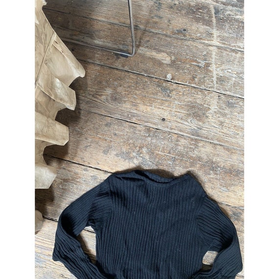 Vintage Boys Sweater Ribbed Black Wool Childrens … - image 5