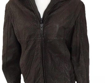 VintageAndrew Marc Braun Leder Geprägte Herren Jacke Mantel Größe M