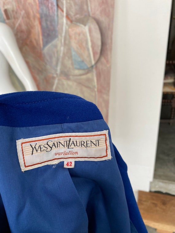 Vintage Yves Saint Laurent Blue Wool 1980s Pocket… - image 6