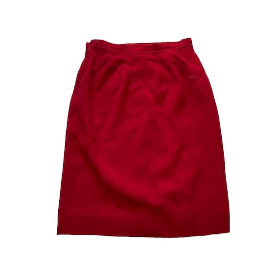 Jean Muir, Vintage Jean Muir Skirt Red Wool Pencil 8 London Straight Knee Length