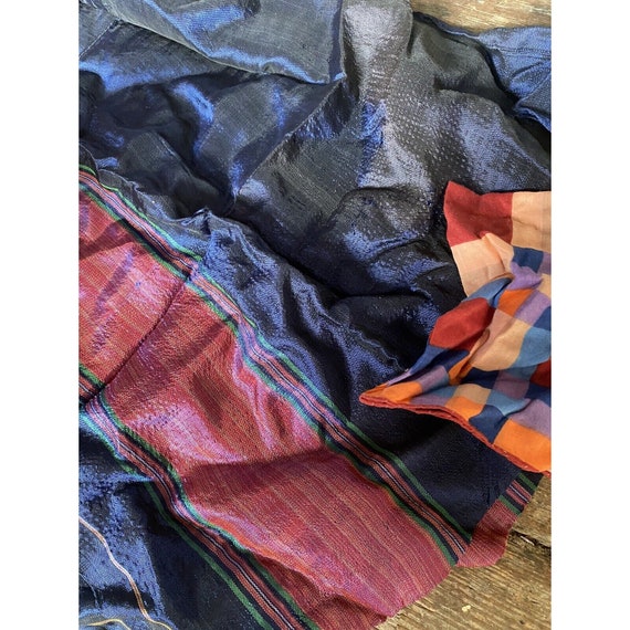 Vintage Scarf Handkerchief Striped Blue Orange Red - image 6