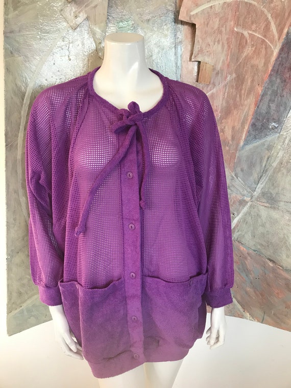 Vintage Gertrude Davenport Purple Terrycloth Mesh