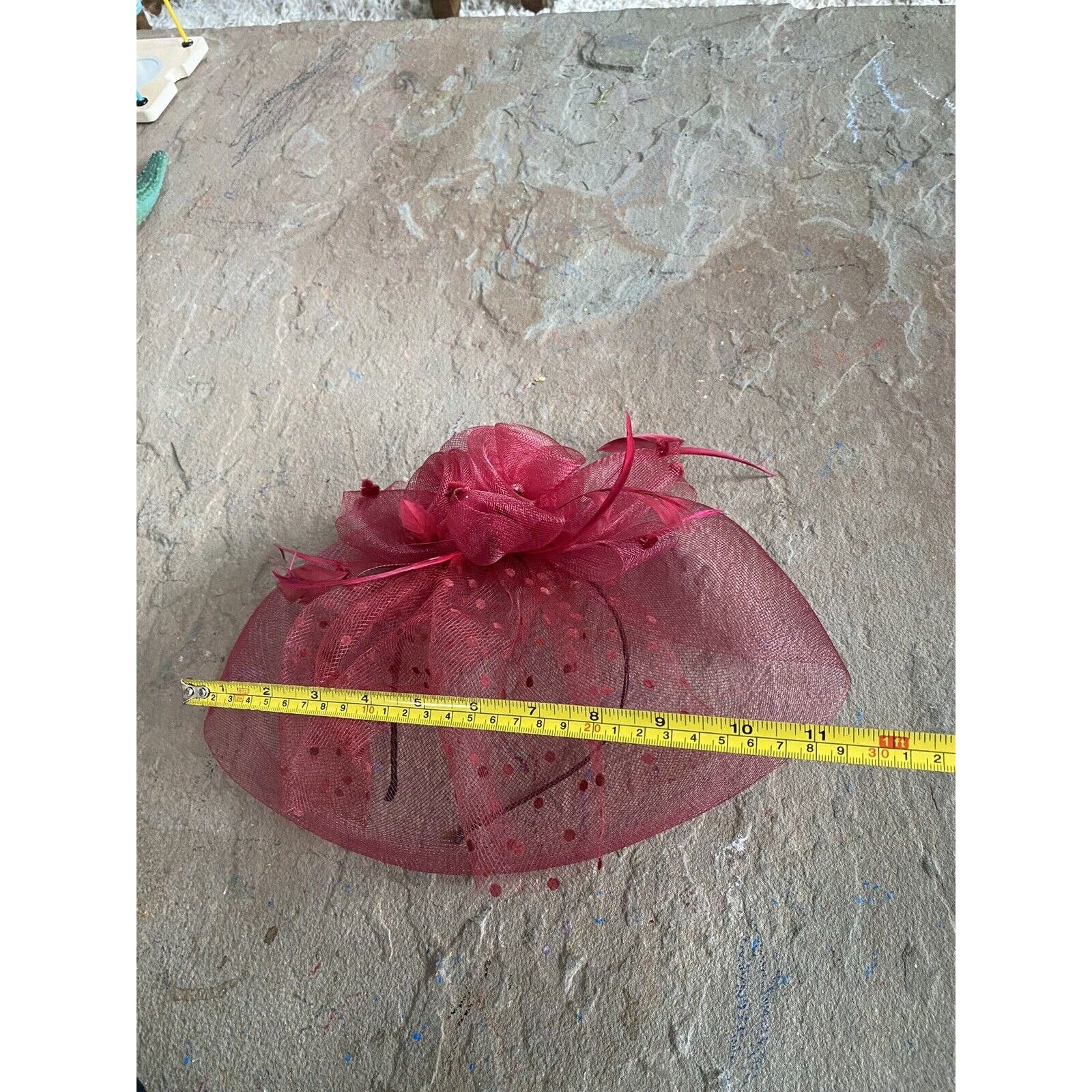 Vintage Hat Fascinator Kentucky Derby Red Rise Polkadot  display picture 1