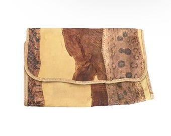 Carlos Falchi Clutch Canvas Große Schlangenleder Geldbörse - Carlos Falchi Handtasche - Schlangenleder Clutch - Carlos Falchi Handtasche
