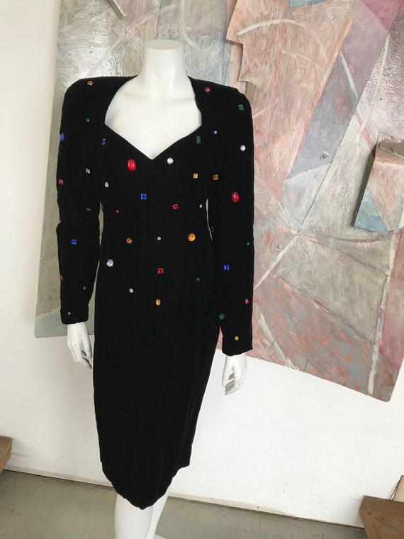 VINTAGE 1980s Sequined Prom Velvet Sequined Chetta