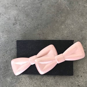 Vintage 80s 1980s Baby Pink Bow Tie Shimmer Stud Statement Earrings