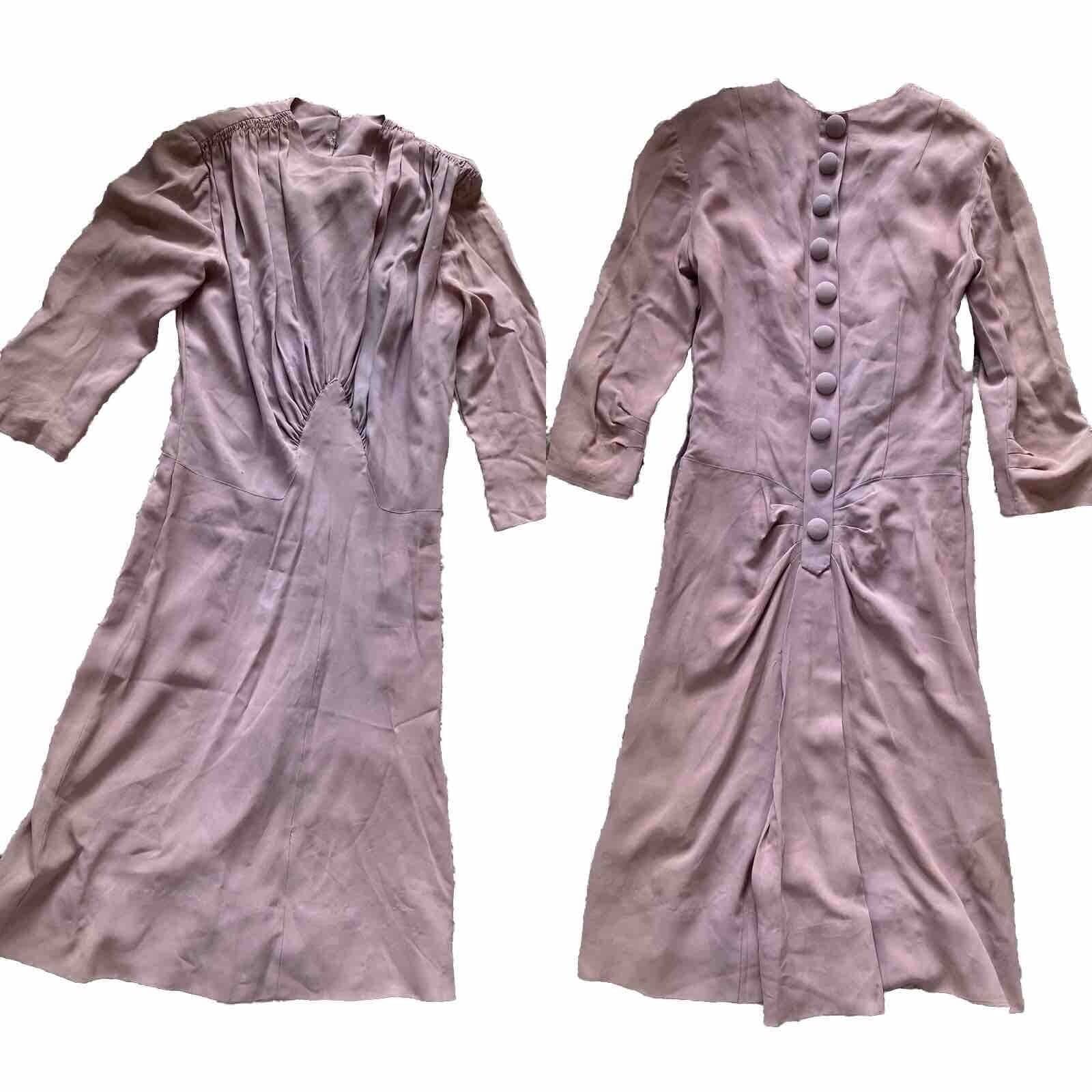 Vintage Dress Lavender Mid Length XS / Small Flowy Pleat
