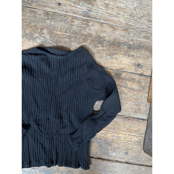 Vintage Boys Sweater Ribbed Black Wool Childrens … - image 2