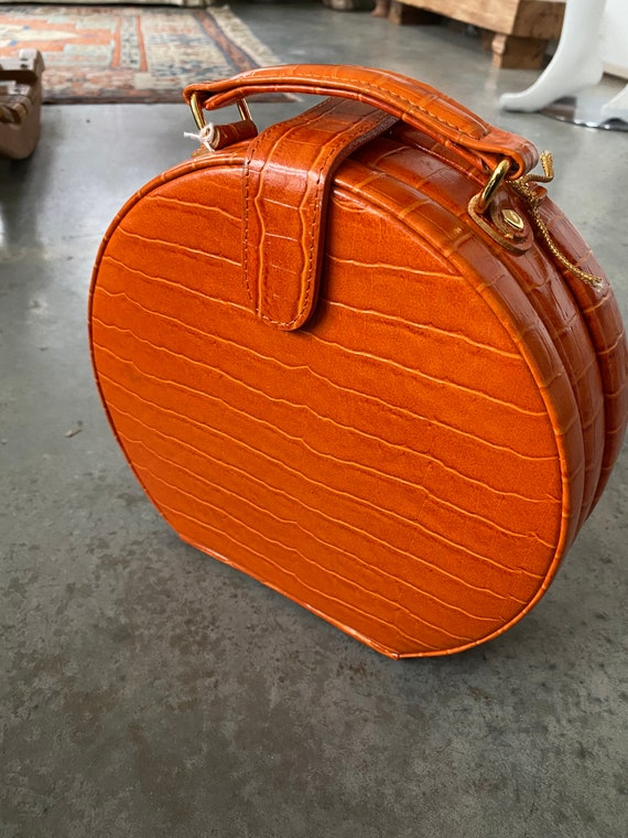 Vintage Orange Crocodile Embossed Leather Jewelry