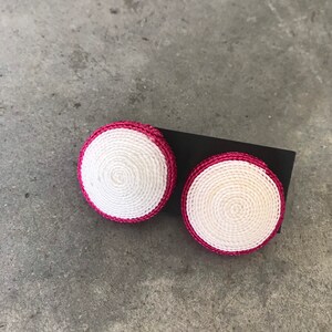 Vintage 80s 1980s Pink White Coil Mid Size Stud Earrings