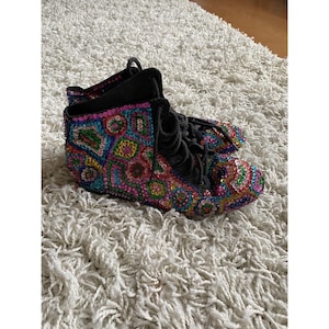 Damen Sneakers Schnürschuhe Gr. 7 Pink Gelb Blau Grün Rot Pailletten Vintage