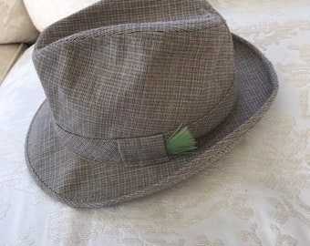 Vintage Sears Womens Wool Tweed Fedora Hat Size 7-7 1/8 Size 7