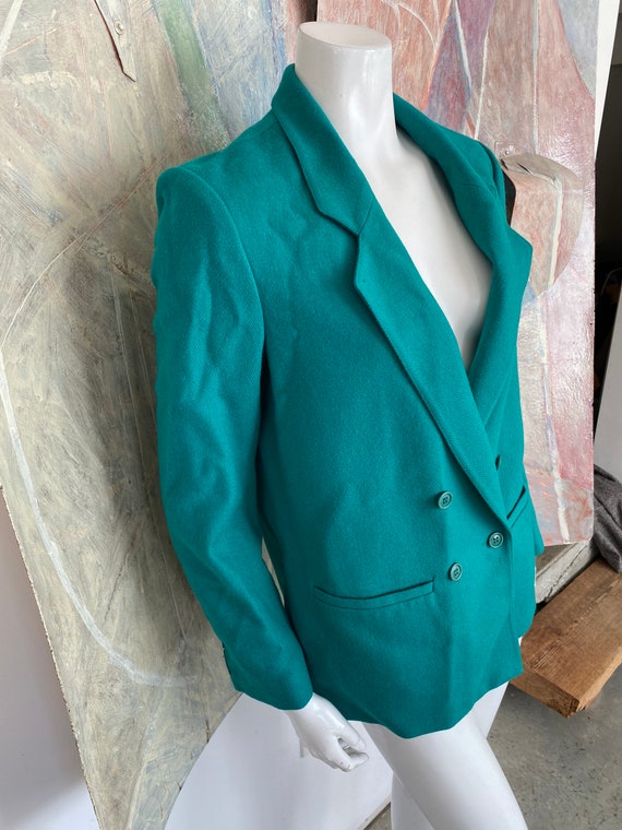 Vintage Allen Bernard for Bonwit Teller Teal Wool… - image 6