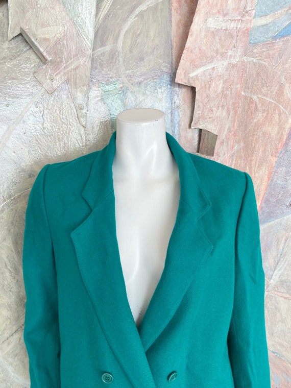 Vintage Allen Bernard for Bonwit Teller Teal Wool… - image 10