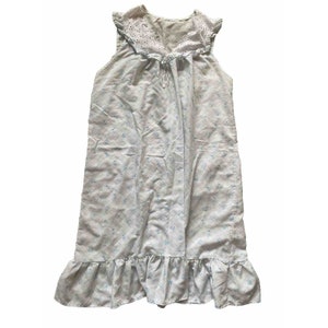 Vintage Night Gown Dress Nightgown Blue White Floral Large  Mid Length Lace