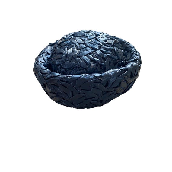 Vintage Pillbox Hat Saks Fifth Avenue Dark Navy B… - image 2