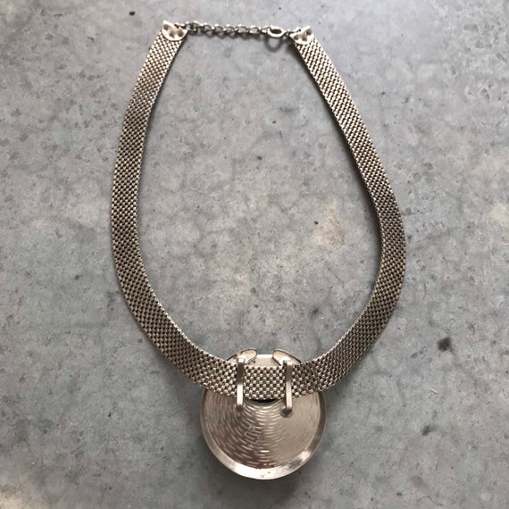 1980s Statement Blue Silver Crystal Stainless Ste… - image 2