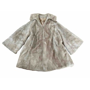 Vintage Coat Imperial Ollegro Tan Beige Faux Fur Mid Length Medium (JK) Womens