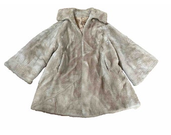 Vintage Coat Imperial Ollegro Tan Beige Faux Fur Mid Length Medium (JK) Womens