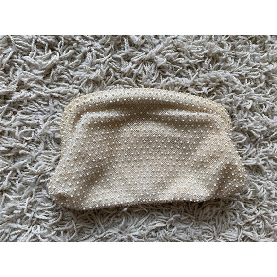 Vintage Clutch Bag Evening Beaded Cream Off White… - image 8