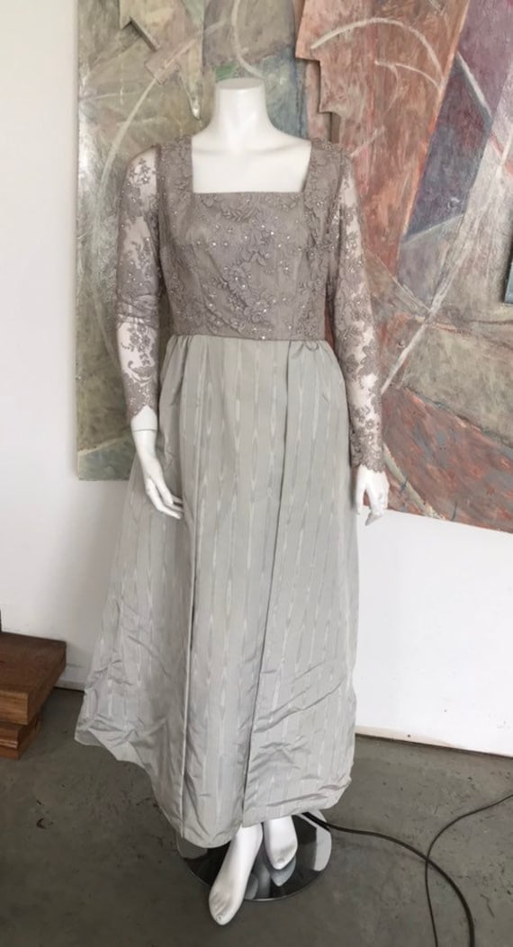 Silver Grey Vintage Swarovski Crystal Long Gown D… - image 1