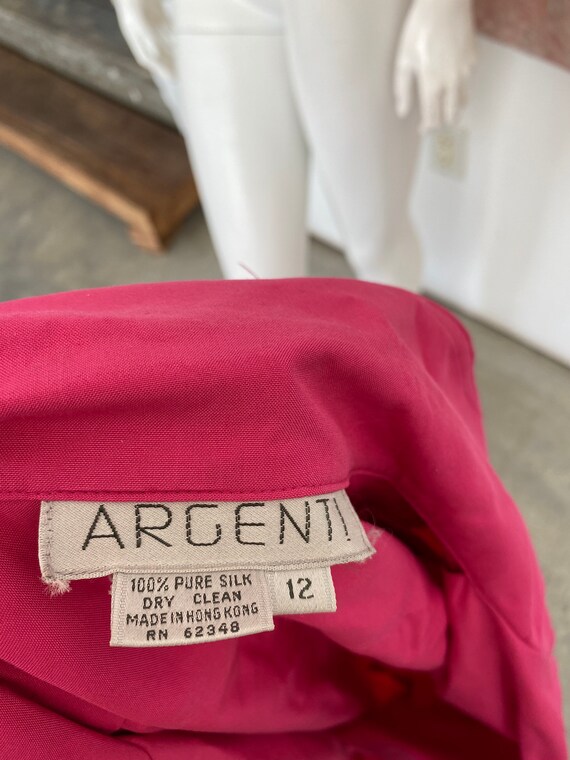 Vintage 1990s Argenti Pink Silk Belted Shirt Dres… - image 4