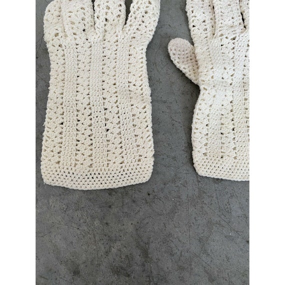 Vintage Gloves Womens Cream Ivory Stretch Ribbed … - image 2